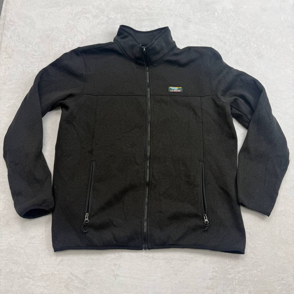 L.L.Bean Men's Full Zip Sweater Fleece Jacket Black Size XL Outdoor Hiking